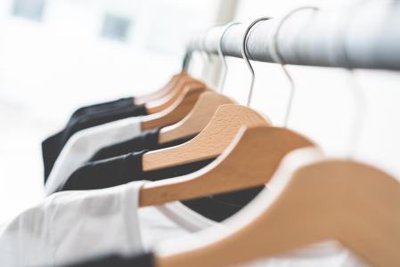 Wooden T-Shirt Hangers in Fashion Apparel Store #2