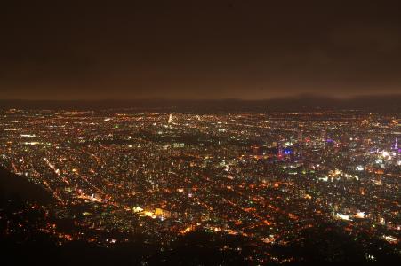 从山上看到的札幌夜景