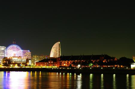 横滨（红砖仓库）的夜景免费照片