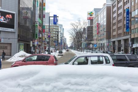 在札幌站前的免费股票照片在冬天