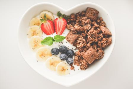 Fresh & Healthy Breakfast in Heart-shaped Bowl