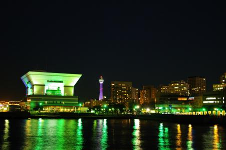 从大象鼻子公园看到的横滨夜景免费照片