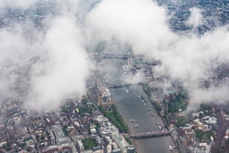 伦敦中心（英国）与伦敦眼睛从飞机