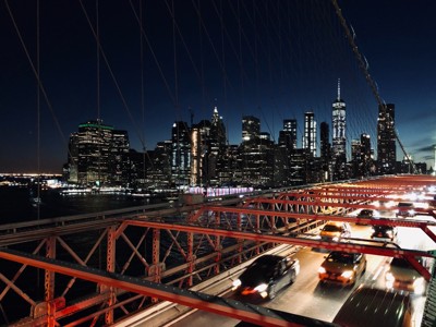 布鲁克林大桥上的夜景
