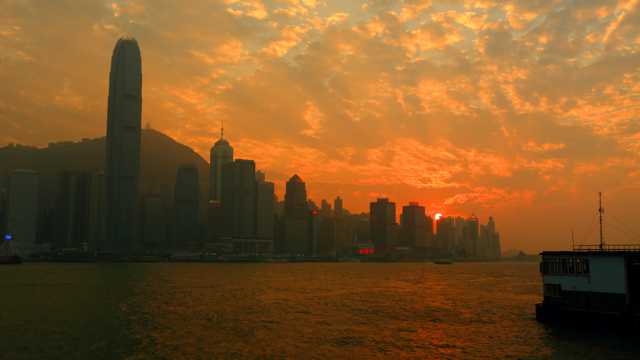 香港维多利亚港暮色景致图片