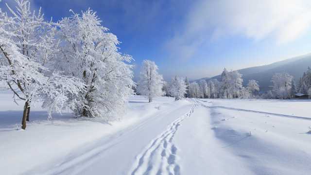 白雪皑皑的冬天美景图片