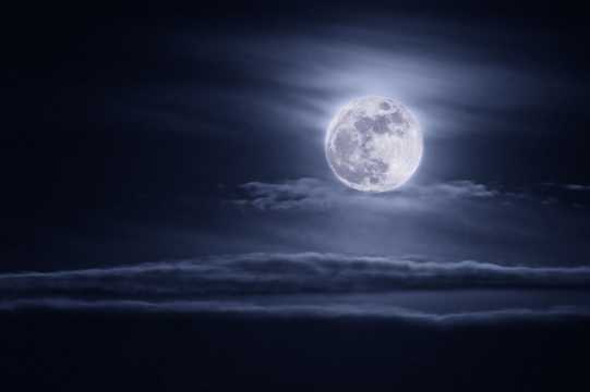 夜空中的圆月图片