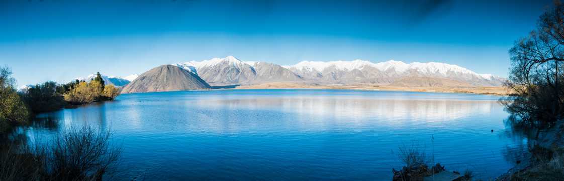新西兰白鹭湖景致图片
